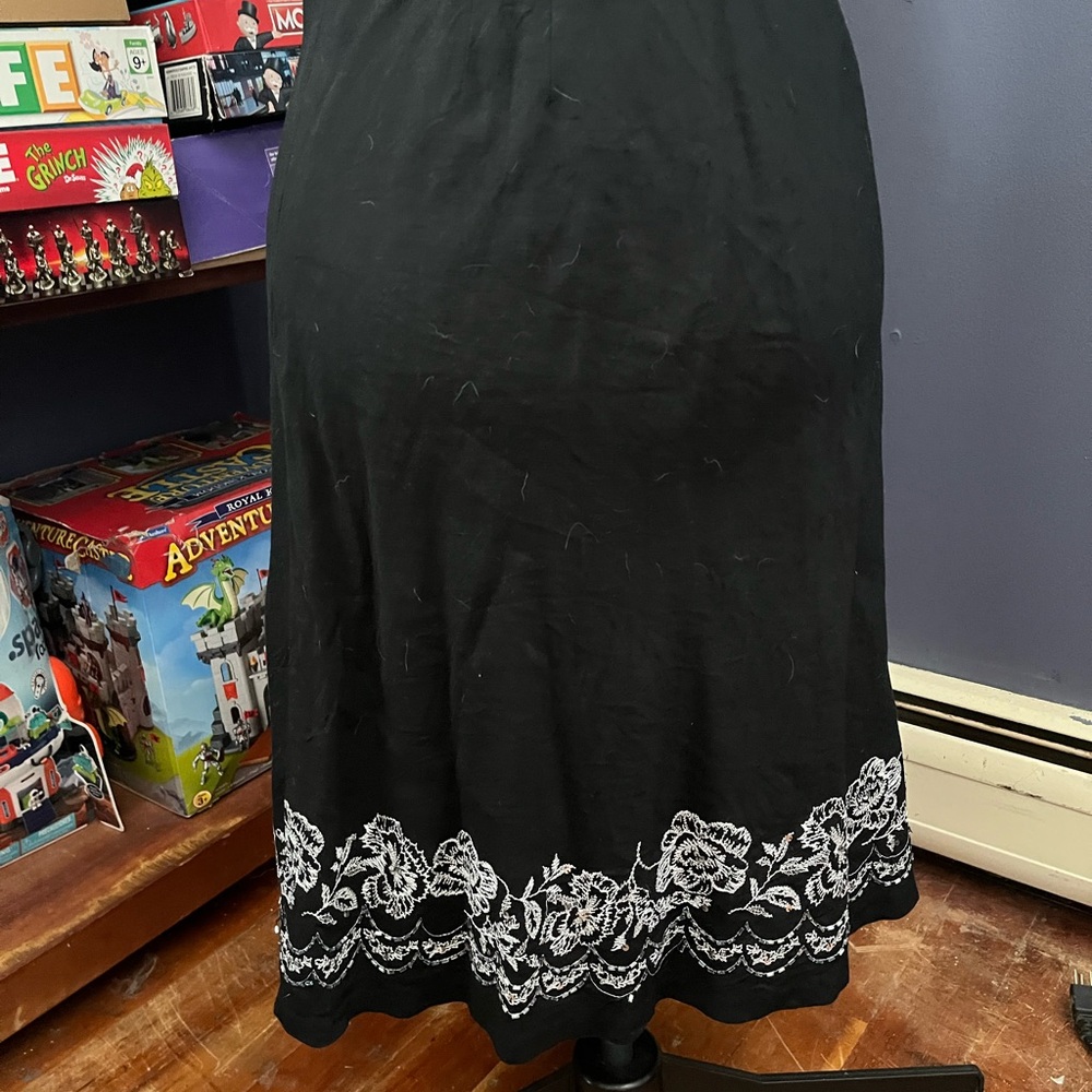 Black Skirt with Silver Embroidery